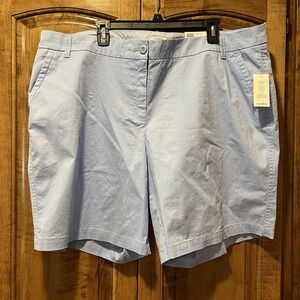 Crown & Ivy Shorts‎ Plus size 22W Caroline Blue Stretch Twill Classic Fit NWT